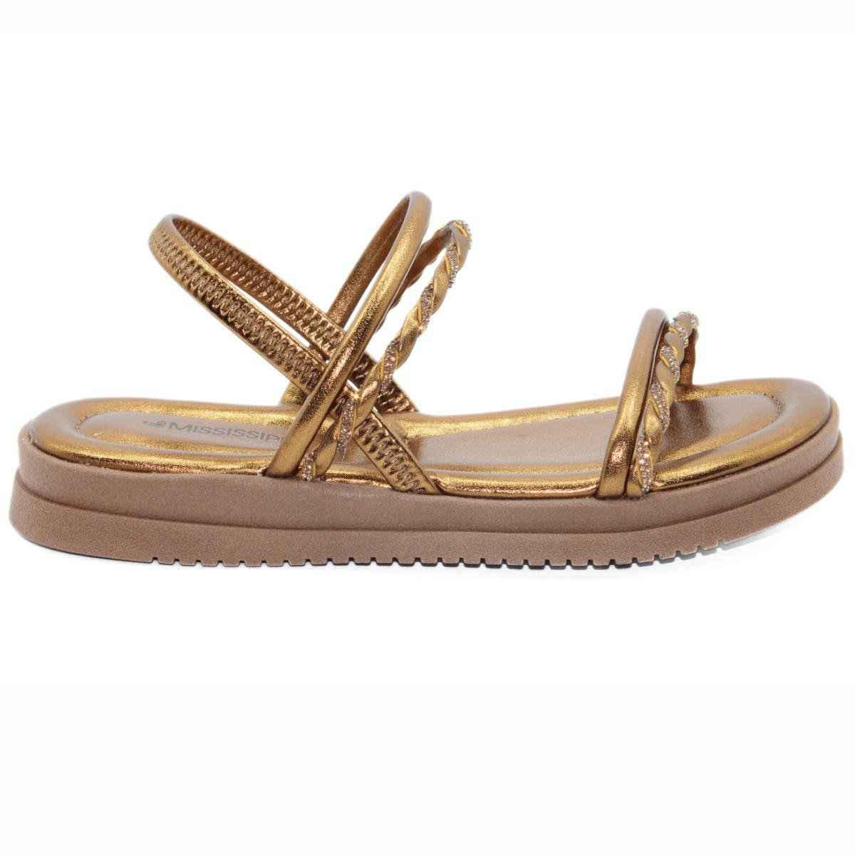 Sandália Mississipi Flatform Strass Feminino - Cobre Cobre 2