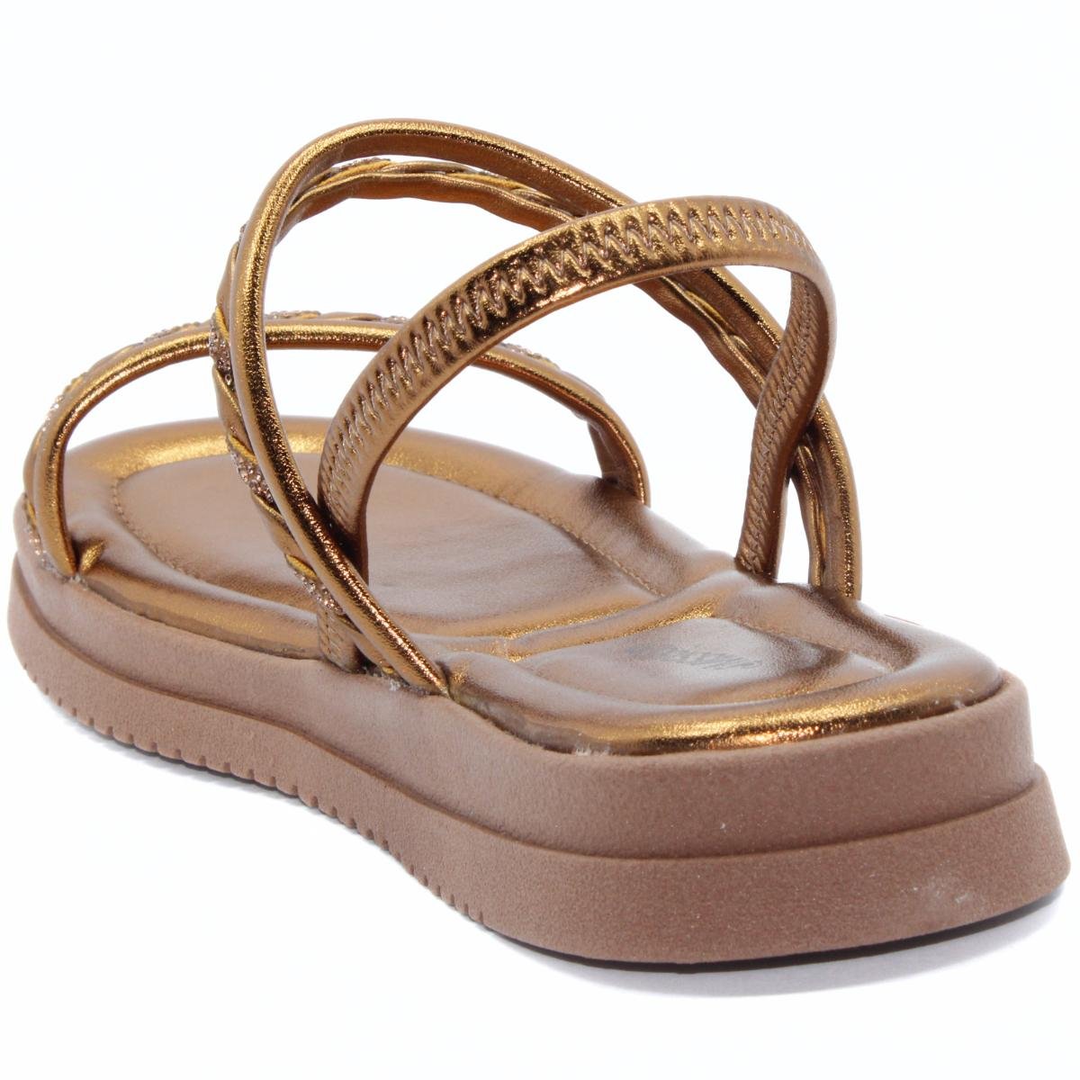 Sandália Mississipi Flatform Strass Feminino - Cobre Cobre 4