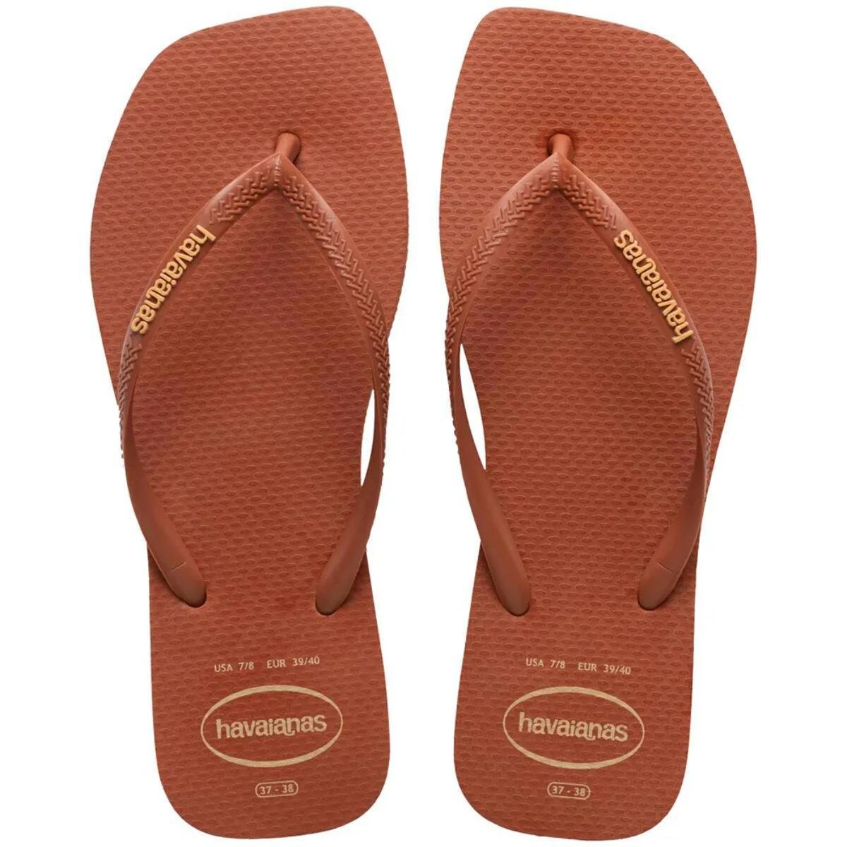Chinelo Havaianas Slim Square Logo Pop Up Feminino - Marrom Marrom 1