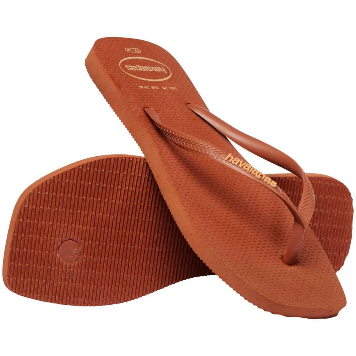 Chinelo Havaianas Slim Square Logo Pop Up Feminino - Marrom Marrom 4
