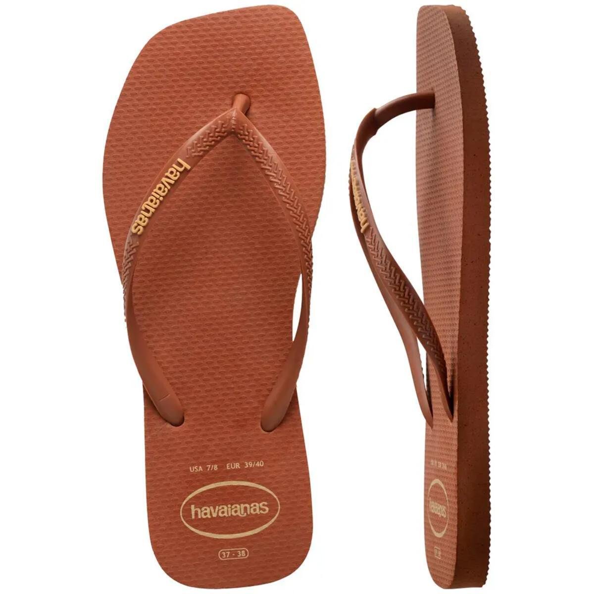 Chinelo Havaianas Slim Square Logo Pop Up Feminino - Marrom Marrom 5