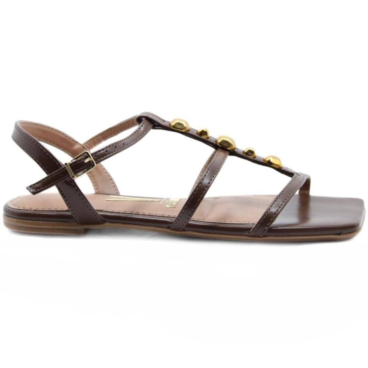 Rasteira Vizzano Tiras Pedraria Feminina - Marrom Marrom 2