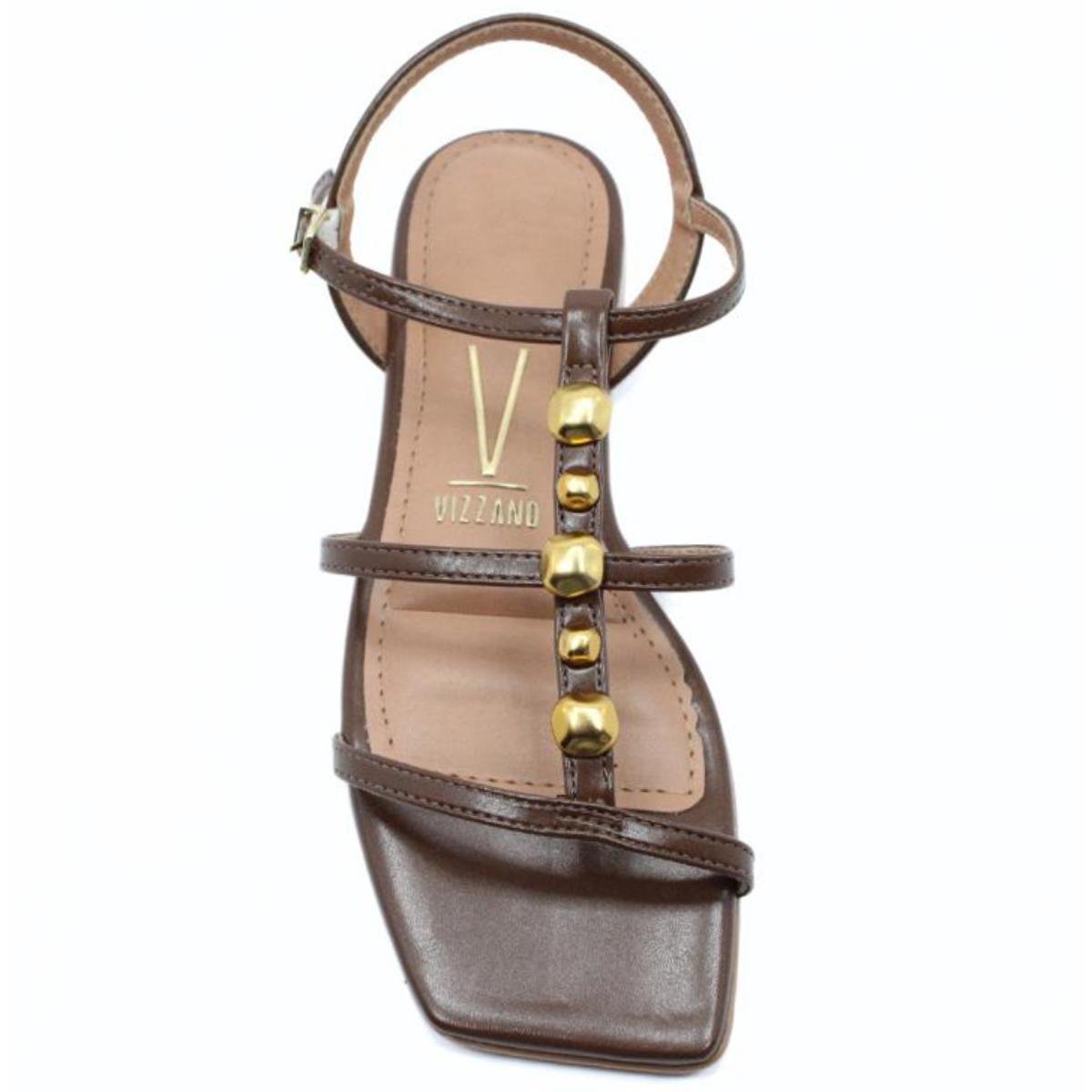 Rasteira Vizzano Tiras Pedraria Feminina - Marrom Marrom 3