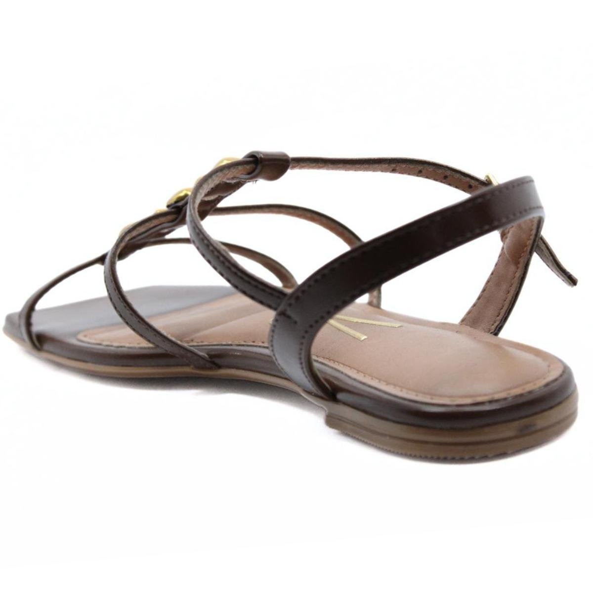 Rasteira Vizzano Tiras Pedraria Feminina - Marrom Marrom 4