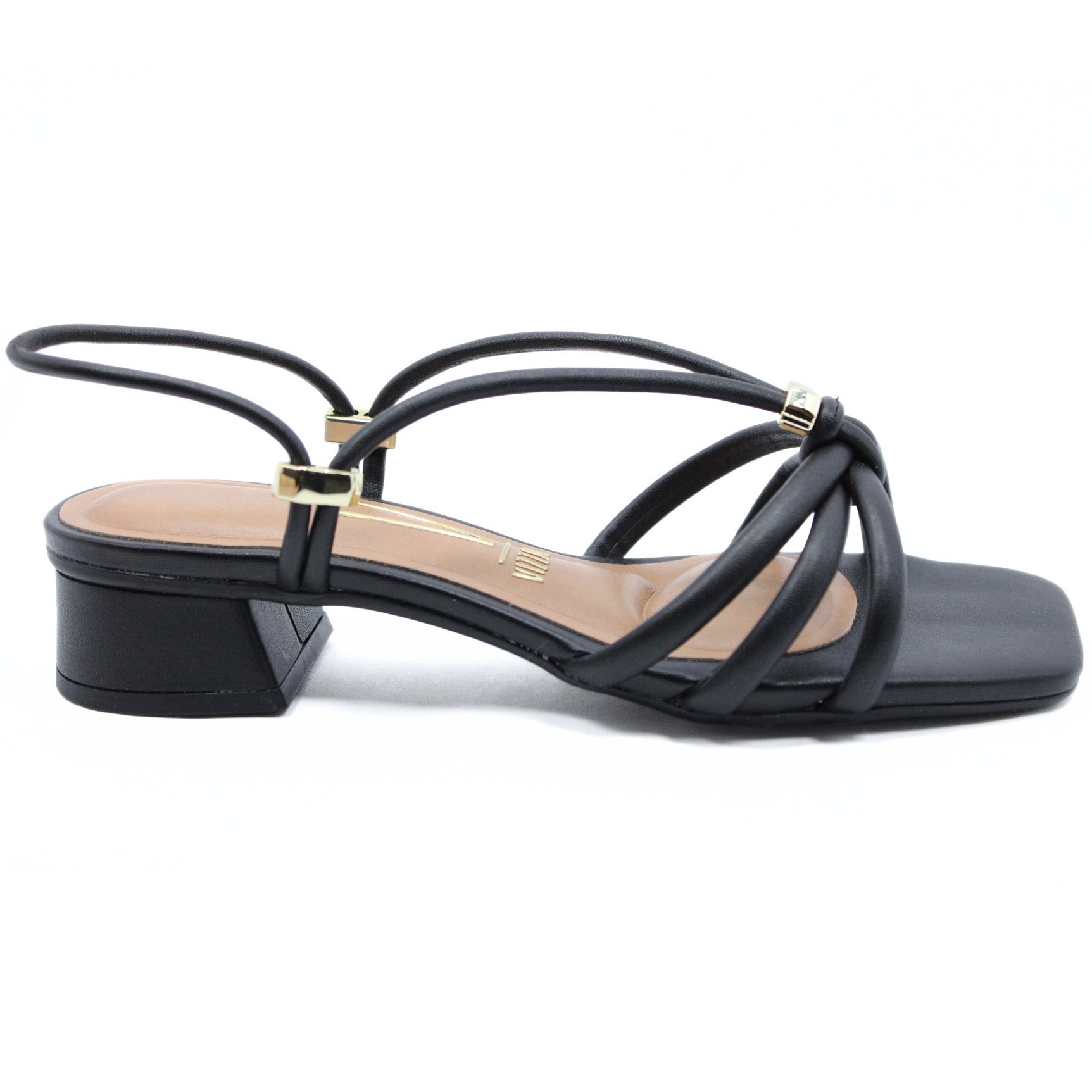Sandália Vizzano Salto Baixo Tiras Detalhes Feminino - Preto Preto 2