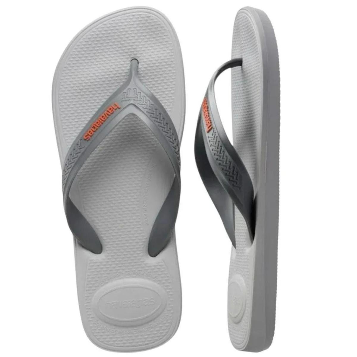 Chinelo Havaianas Top Max Comfort Masculino - Cinza e Laranja Cinza/Laranja 5