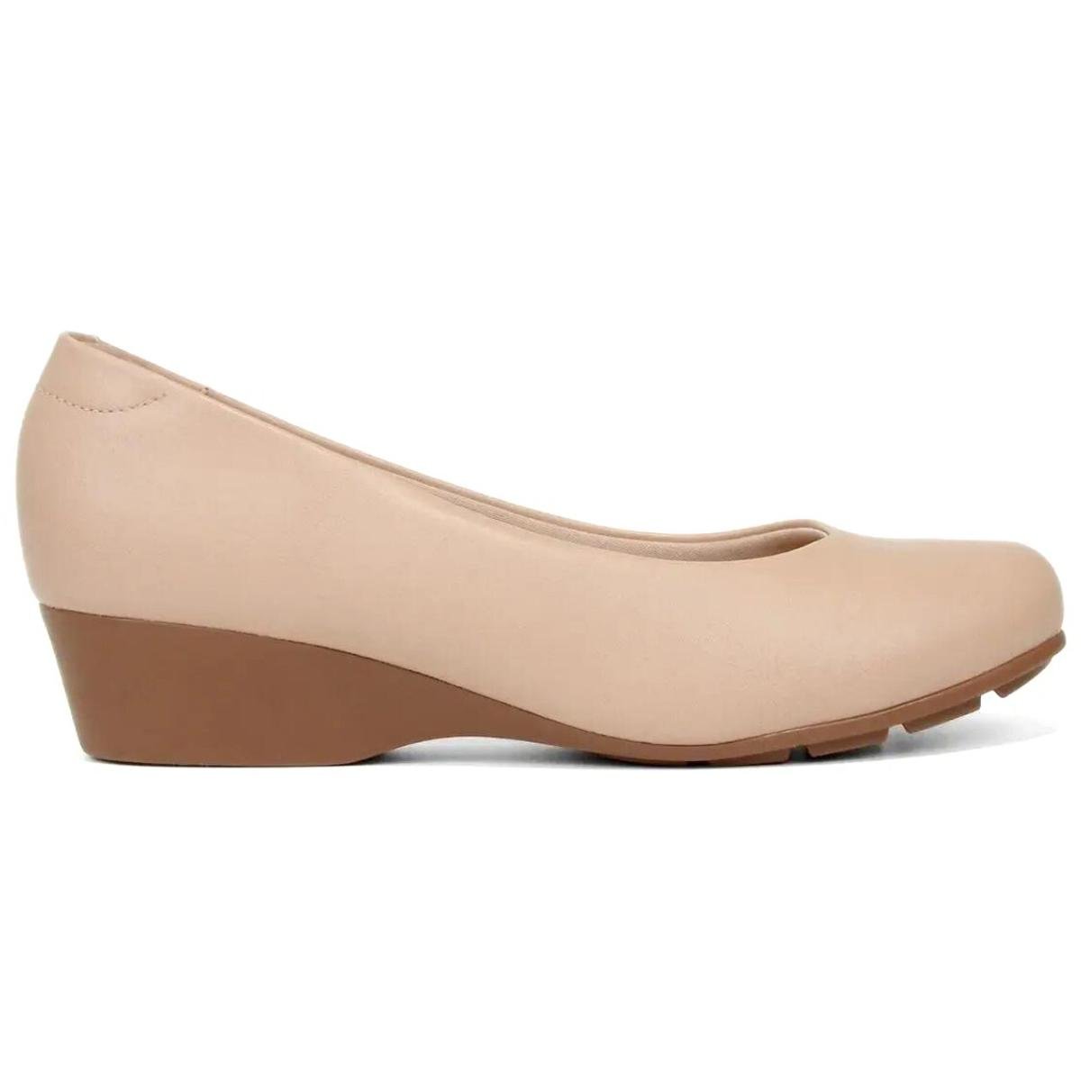 Scarpin Anabela Modare Salto Baixo Bico Redondo - Bege Bege 2