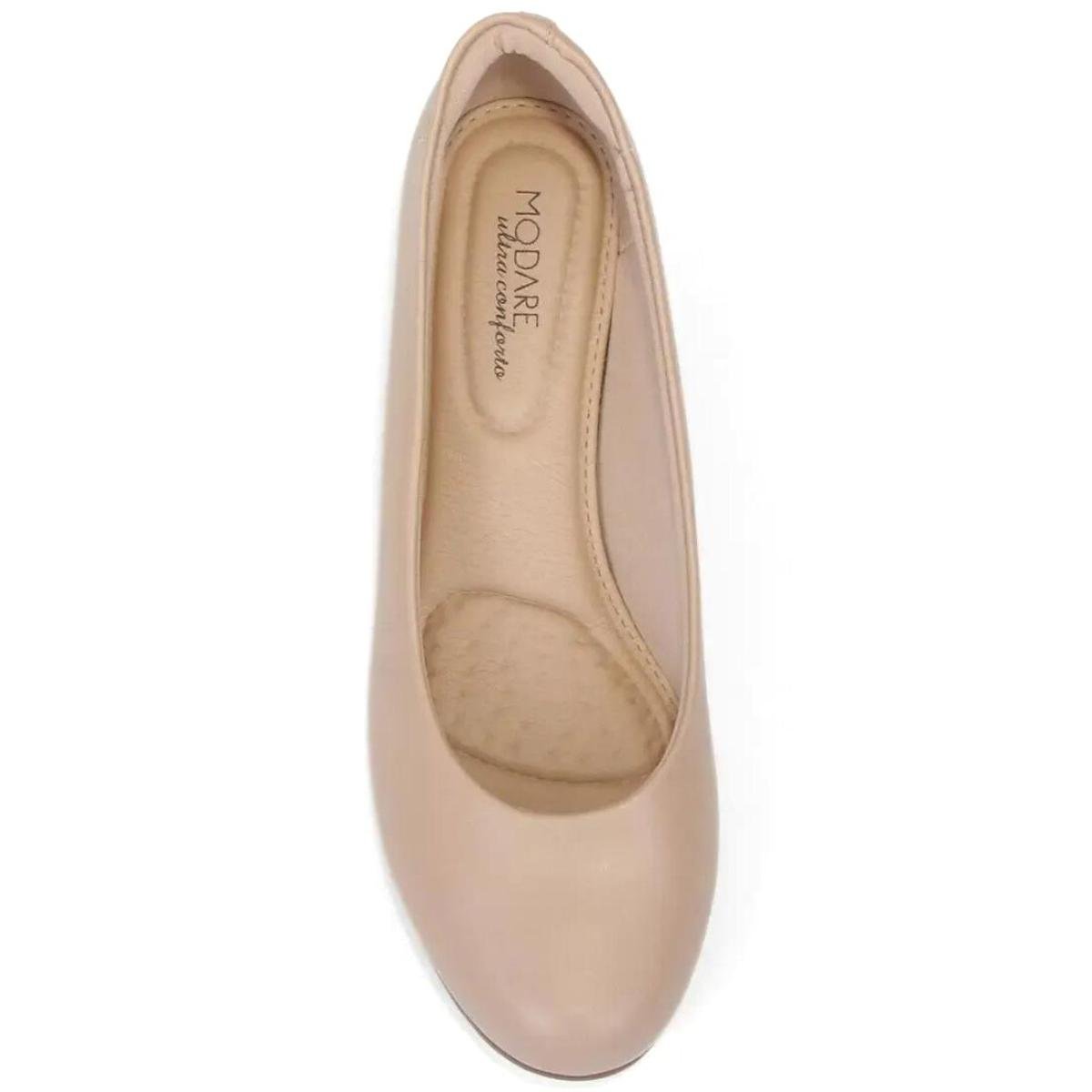 Scarpin Anabela Modare Salto Baixo Bico Redondo - Bege Bege 3