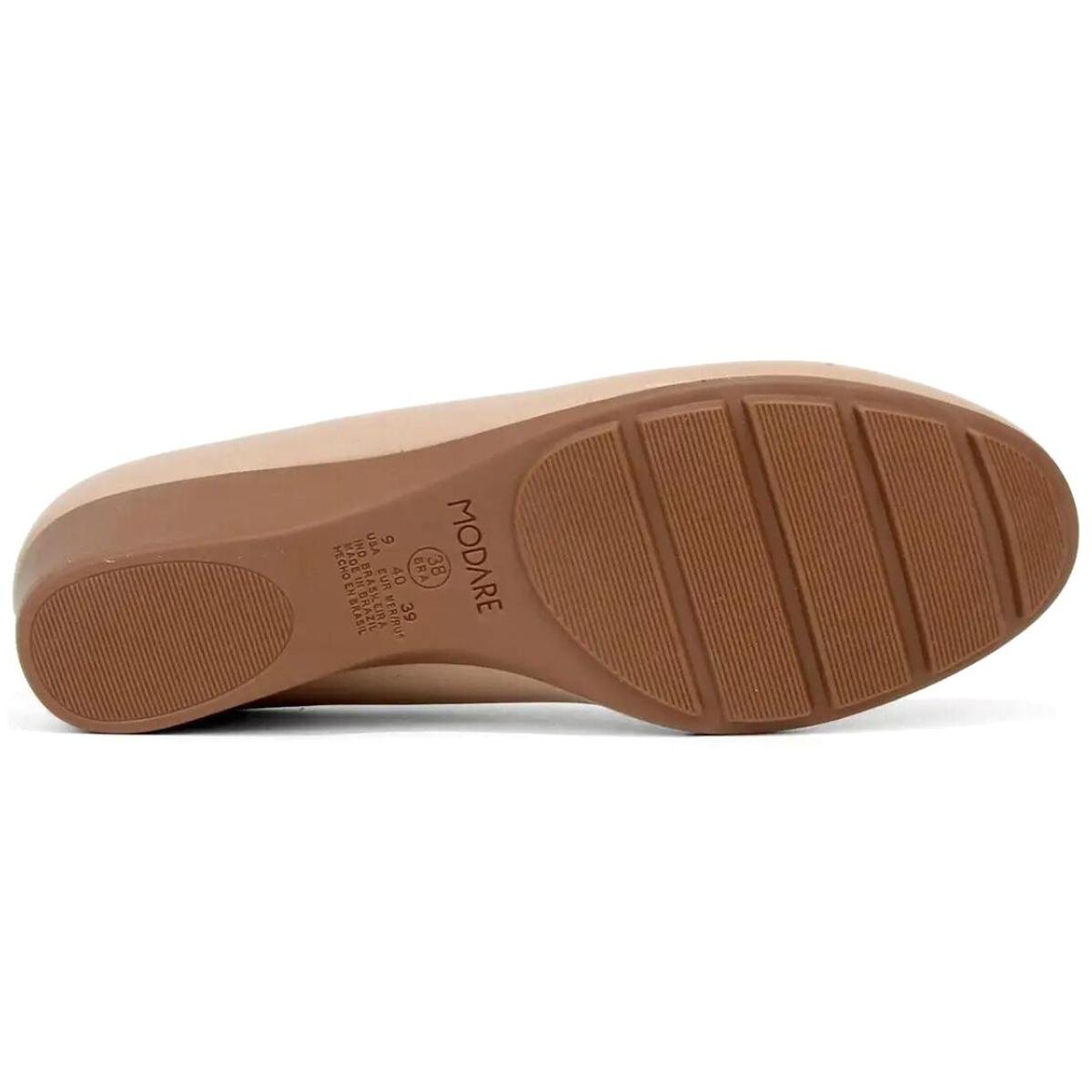 Scarpin Anabela Modare Salto Baixo Bico Redondo - Bege Bege 5