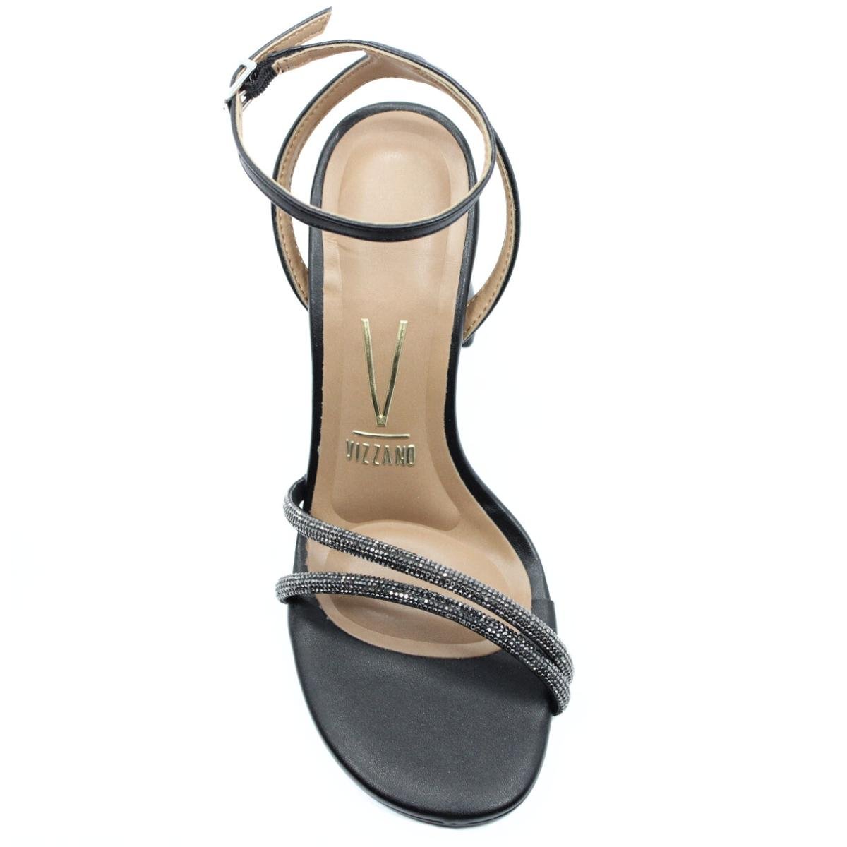 Sandália Vizzano Strass Salto Alto Grosso Feminina - Preto Preto 3