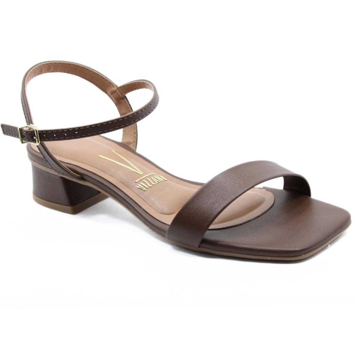 Sandália Vizzano Salto Bloco Baixo Casual Feminina - Marrom Marrom 1