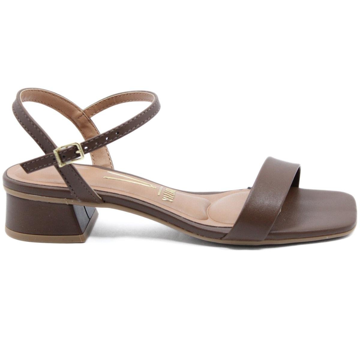 Sandália Vizzano Salto Bloco Baixo Casual Feminina - Marrom Marrom 2