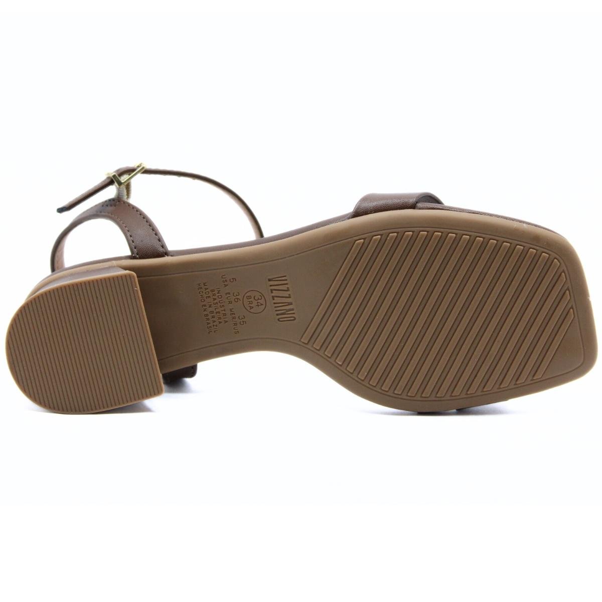 Sandália Vizzano Salto Bloco Baixo Casual Feminina - Marrom Marrom 5