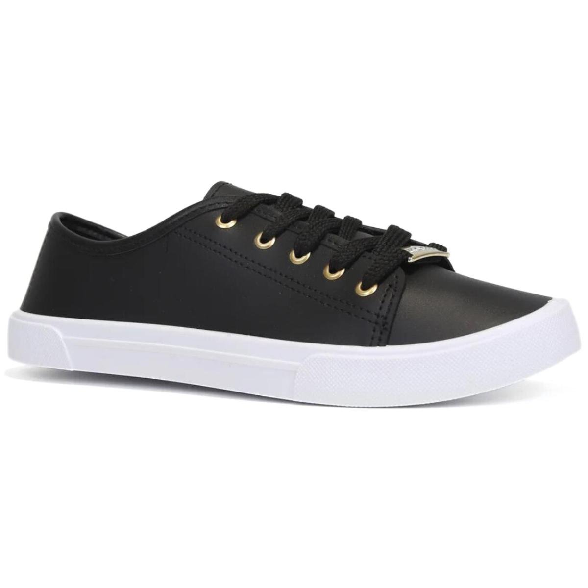 Tênis Moleca Básico Feminino - Preto e Branco Preto/Branco