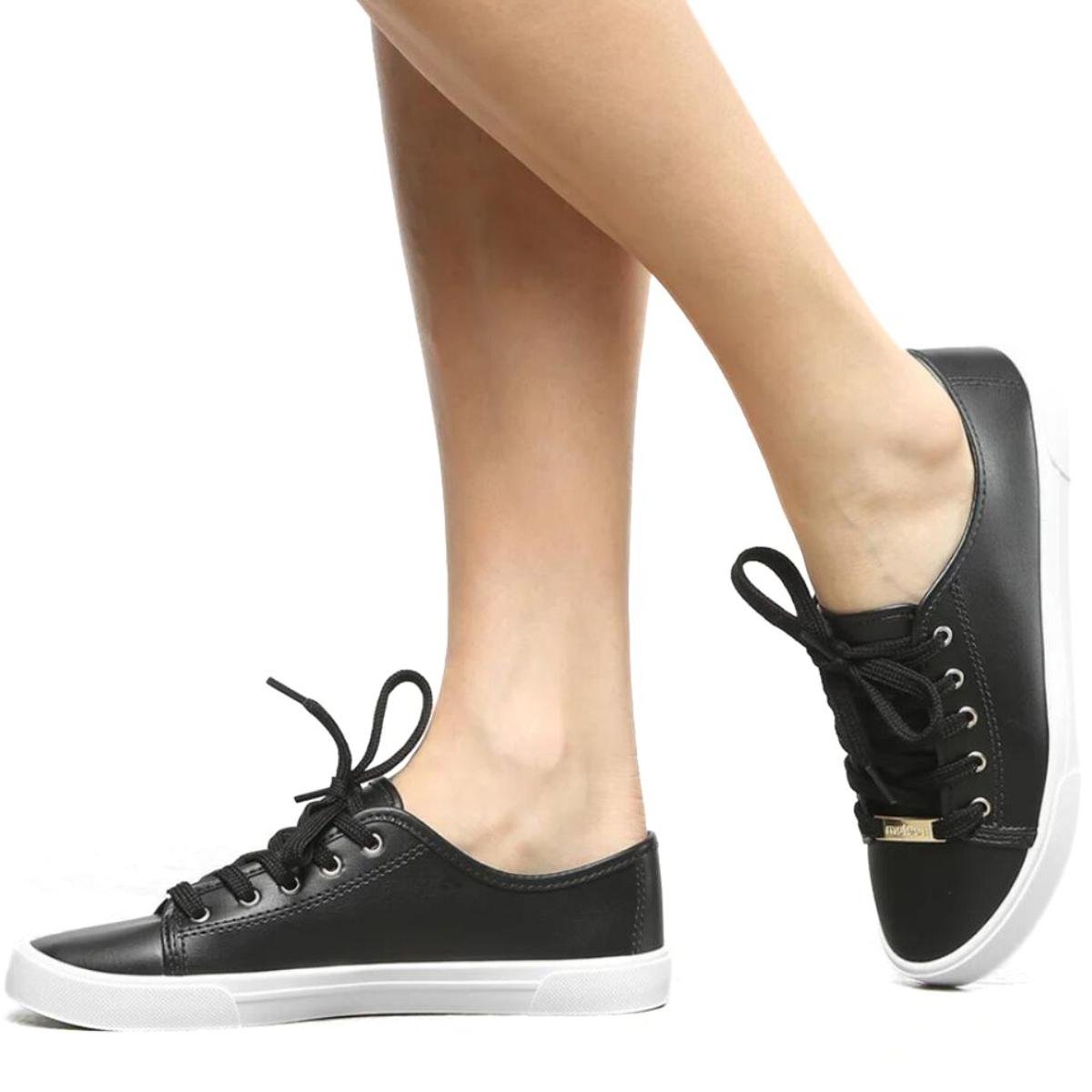 Tênis Moleca Básico Feminino - Preto e Branco Preto/Branco 6