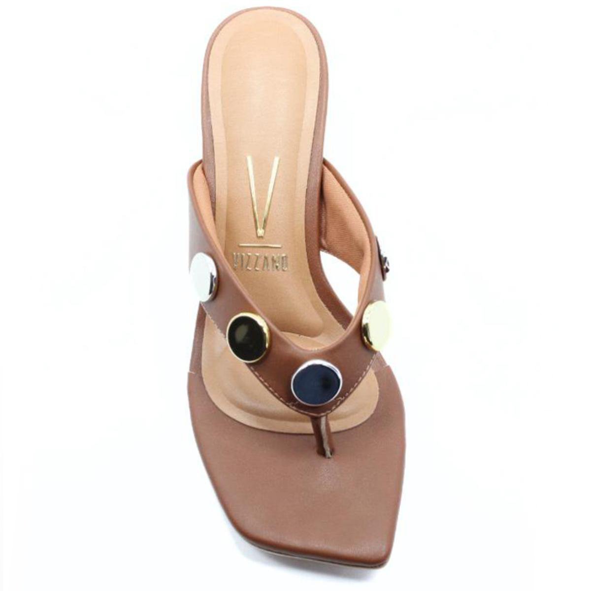 Tamanco Vizzano Salto Baixo Detalhes Feminino - Marrom Marrom 3