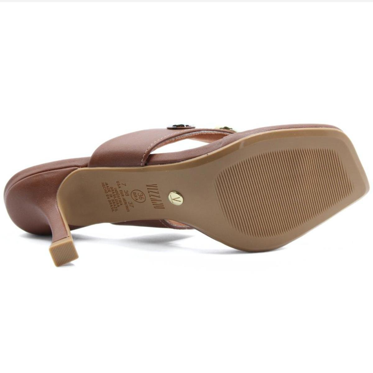 Tamanco Vizzano Salto Baixo Detalhes Feminino - Marrom Marrom 5