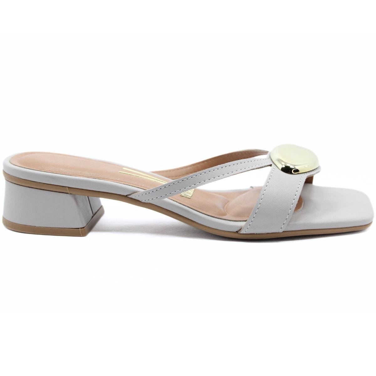 Tamanco Vizzano Tiras Salto Baixo Detalhe Feminino - Cinza Cinza 2