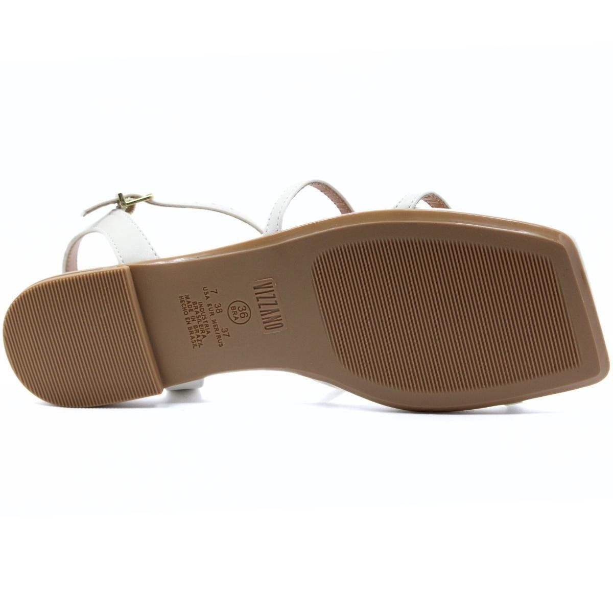 Rasteira Vizzano Tiras Pedraria Feminina - Off White Off White/Dourado 5
