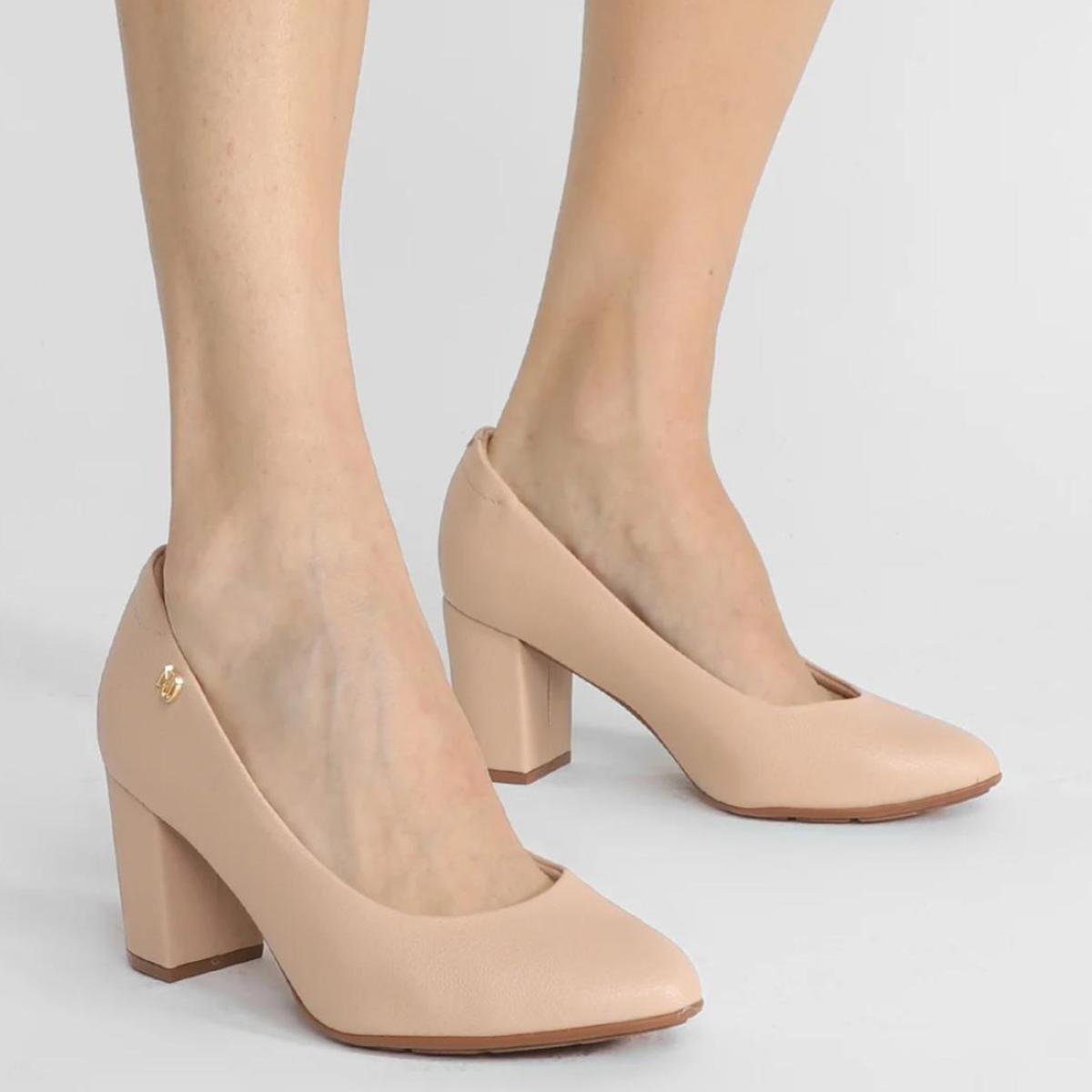 Scarpin Modare Salto Médio Feminino - Bege Bege 6