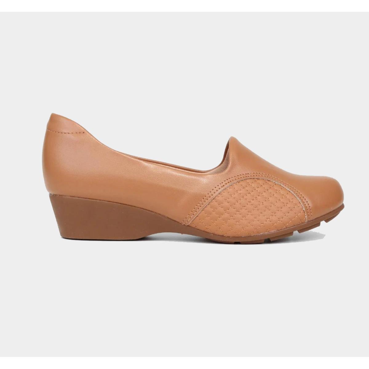 Scarpin Couro Modare Salto Baixo Anabela Joanete - Caramelo Caramelo 2