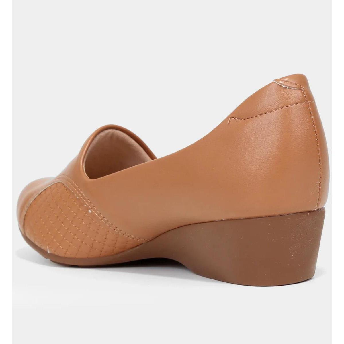 Scarpin Couro Modare Salto Baixo Anabela Joanete - Caramelo Caramelo 4