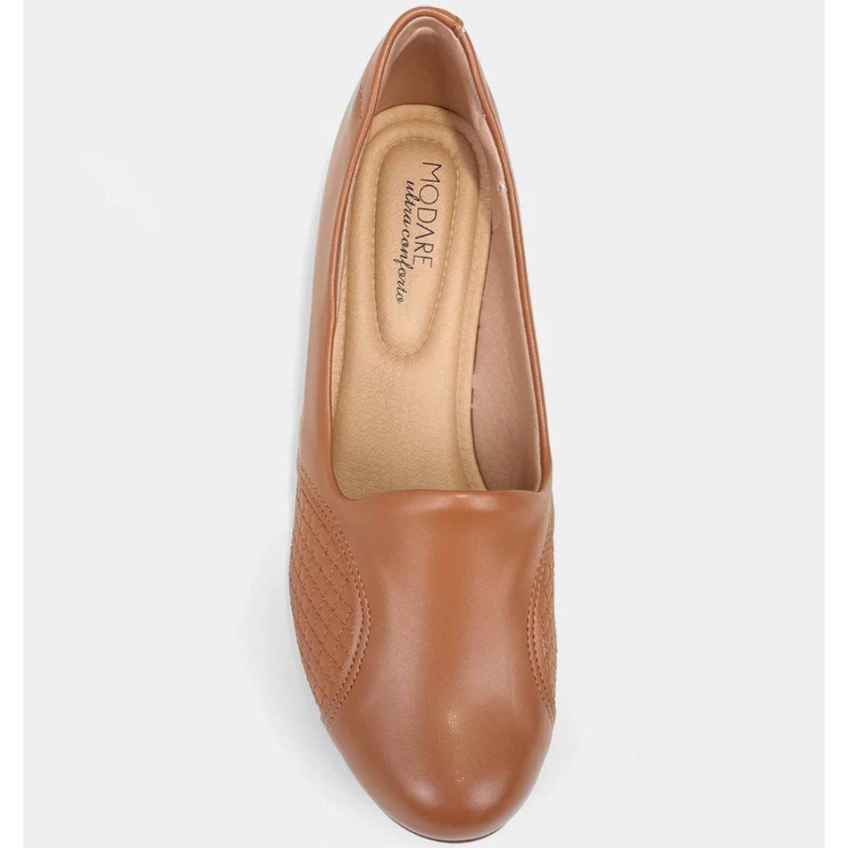 Scarpin Couro Modare Salto Baixo Anabela Joanete - Caramelo Caramelo 3