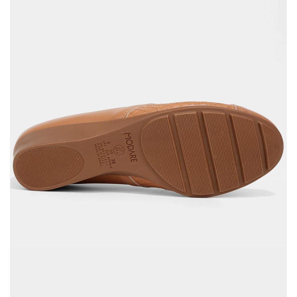 Scarpin Couro Modare Salto Baixo Anabela Joanete - Caramelo Caramelo 5
