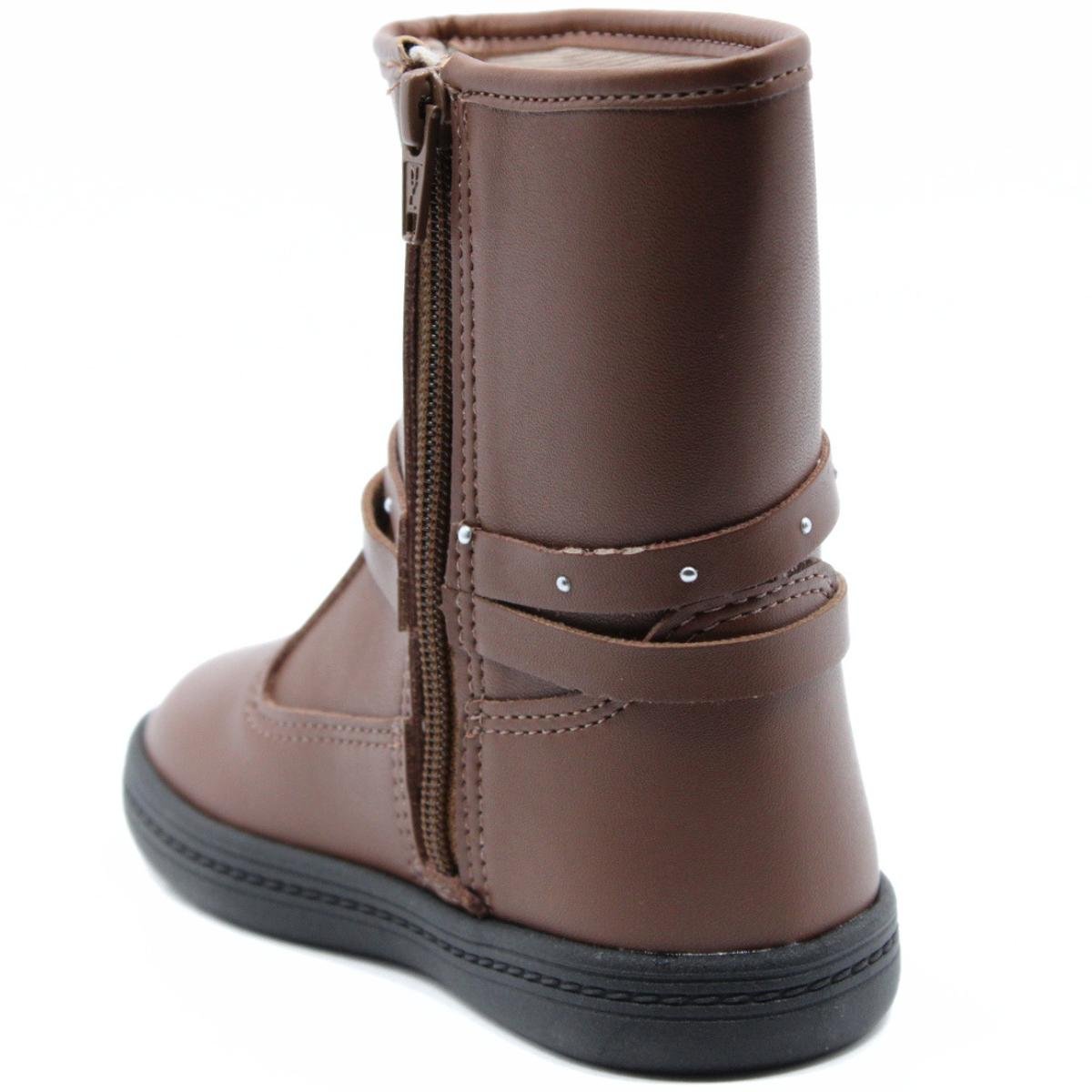 Bota Infantil Molekinha Coração Menina - Marrom Marrom 4