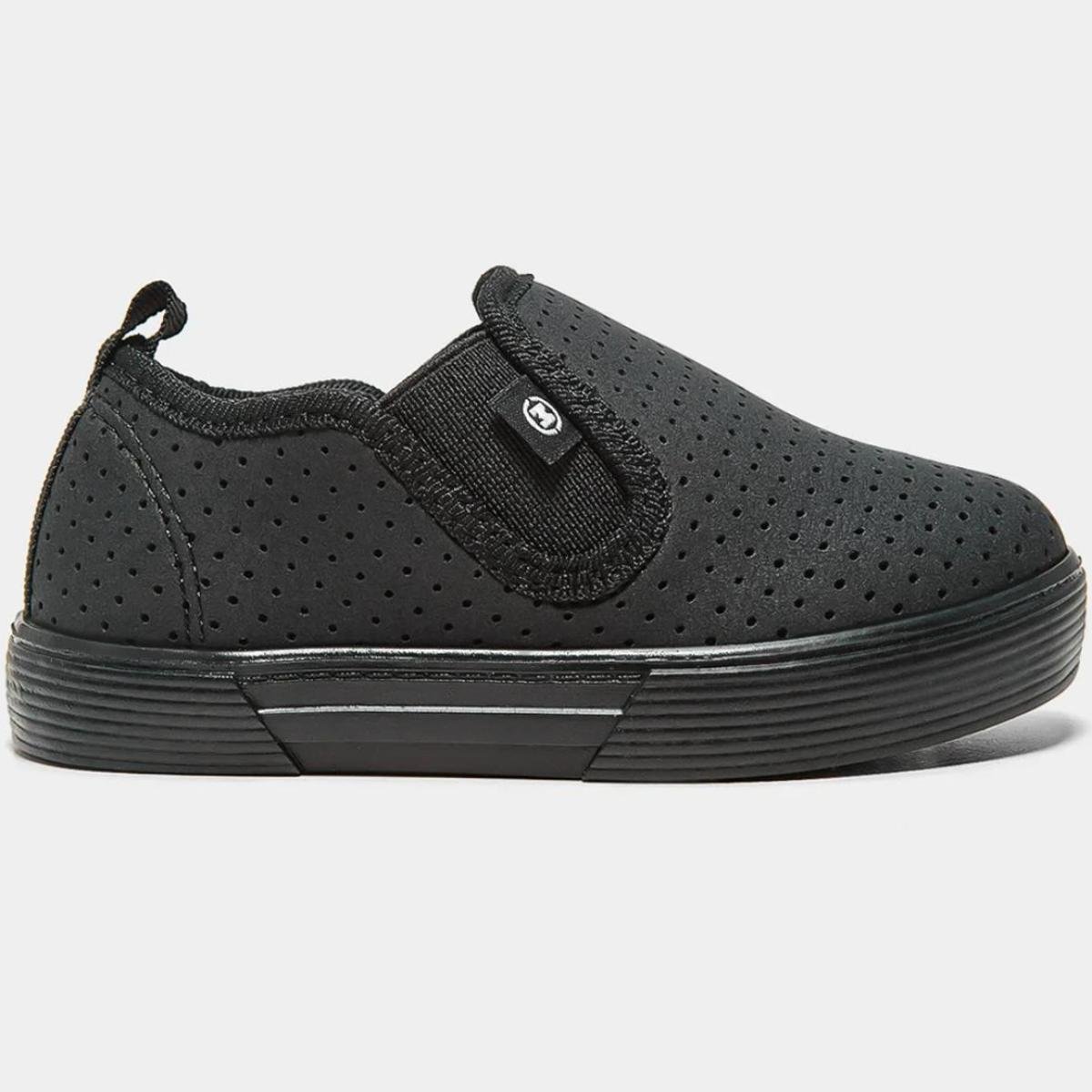 Slip On Infantil Molekinho Perfuros Menino - Preto Preto 2