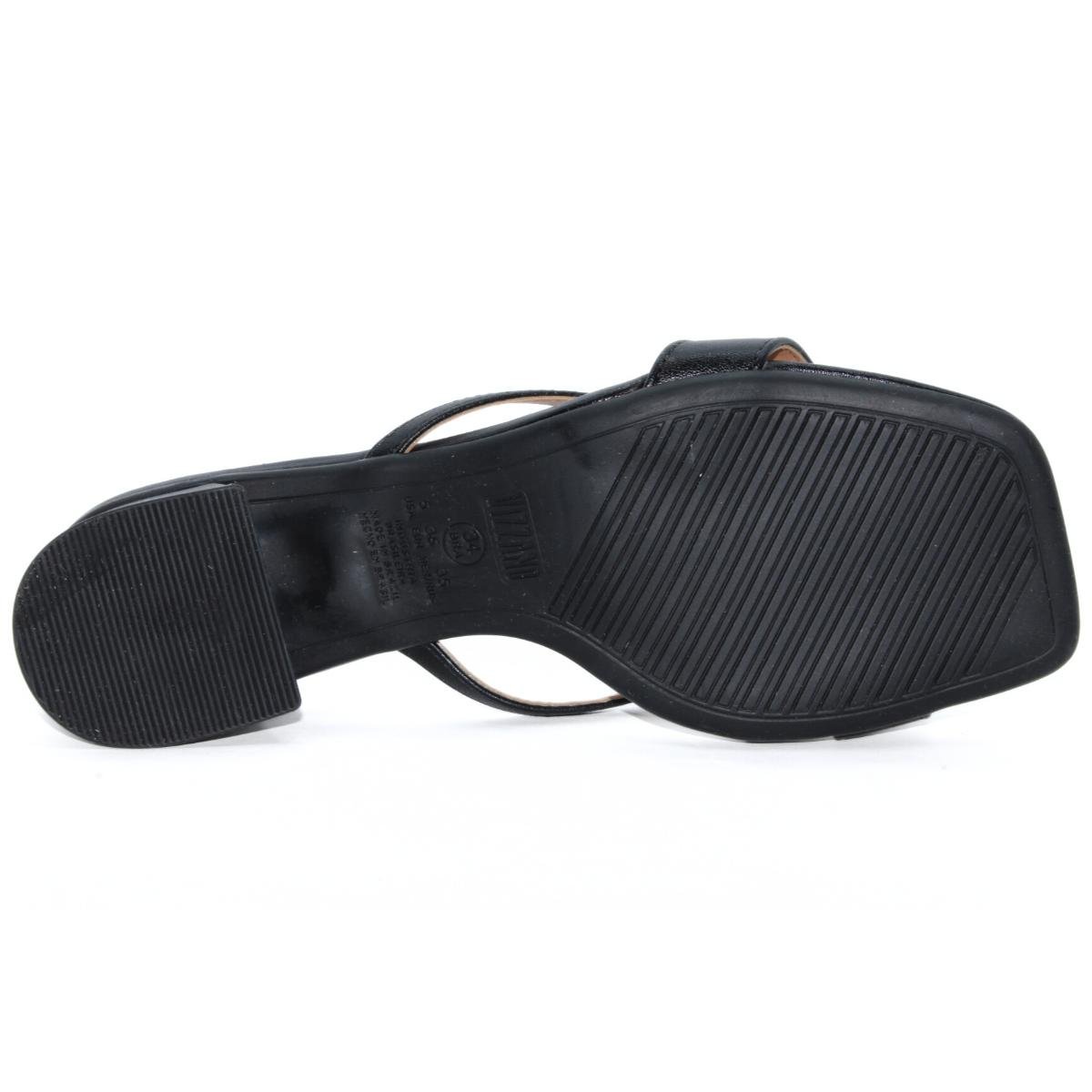 Tamanco Vizzano Tiras Salto Baixo Detalhe Feminino - Preto Preto/Dourado 5