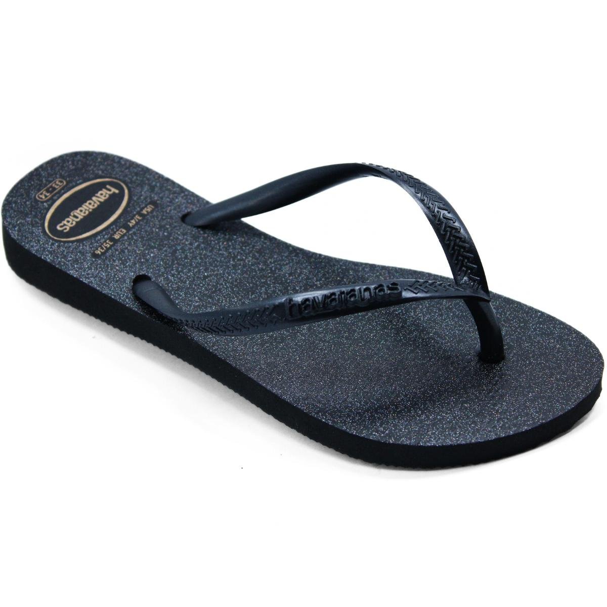 Chinelo Havaianas Slim Gloss Brilho Feminino - Preto Preto 2