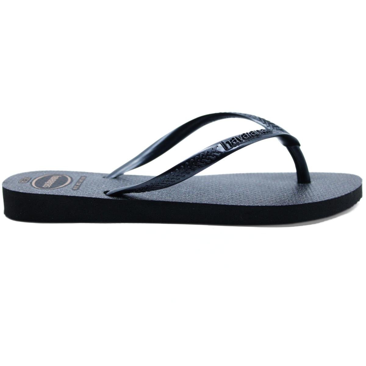 Chinelo Havaianas Slim Gloss Brilho Feminino - Preto Preto 3