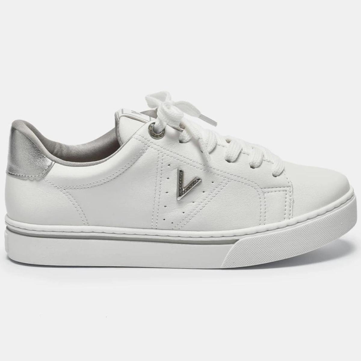 Tênis Via Marte Casual Detalhe Feminino - Branco e Prata Branco/Prata 2