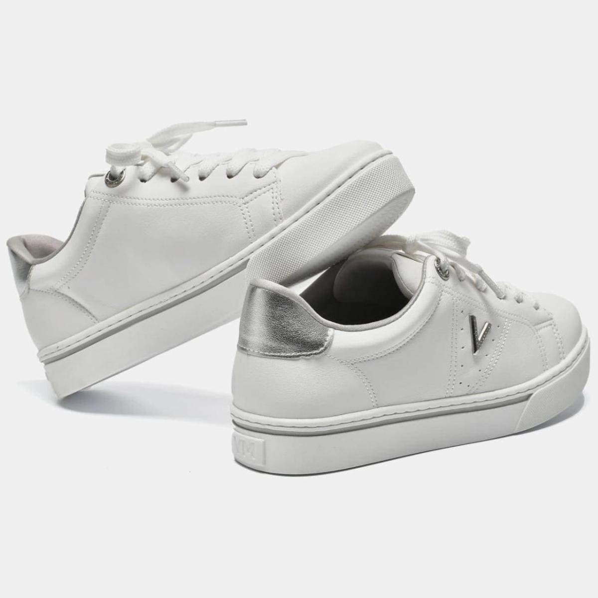 Tênis Via Marte Casual Detalhe Feminino - Branco e Prata Branco/Prata 3