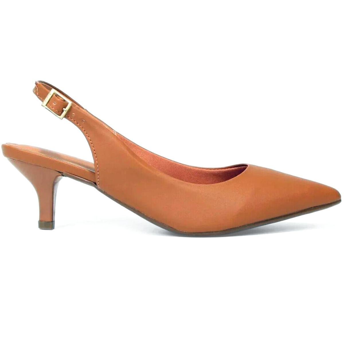 Scarpin Vizzano Slingback Bico Fino Salto Baixo - Caramelo Caramelo 2