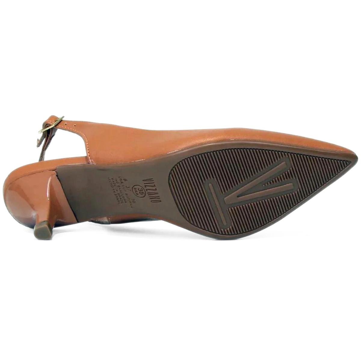 Scarpin Vizzano Slingback Bico Fino Salto Baixo - Caramelo Caramelo 5