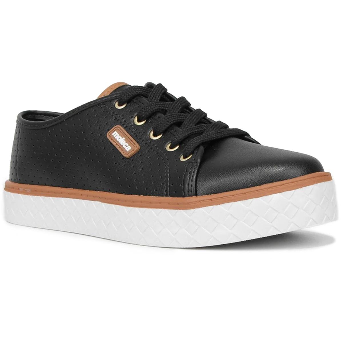 Tênis Moleca Casual Microperfuros Feminino - Preto Preto/Marrom 1