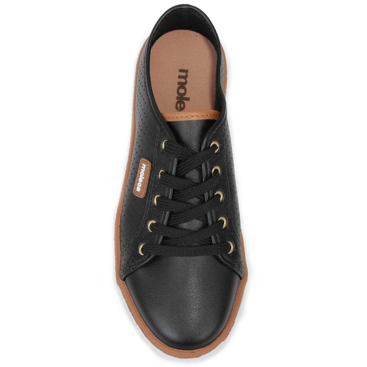 Tênis Moleca Casual Microperfuros Feminino - Preto Preto/Marrom 3