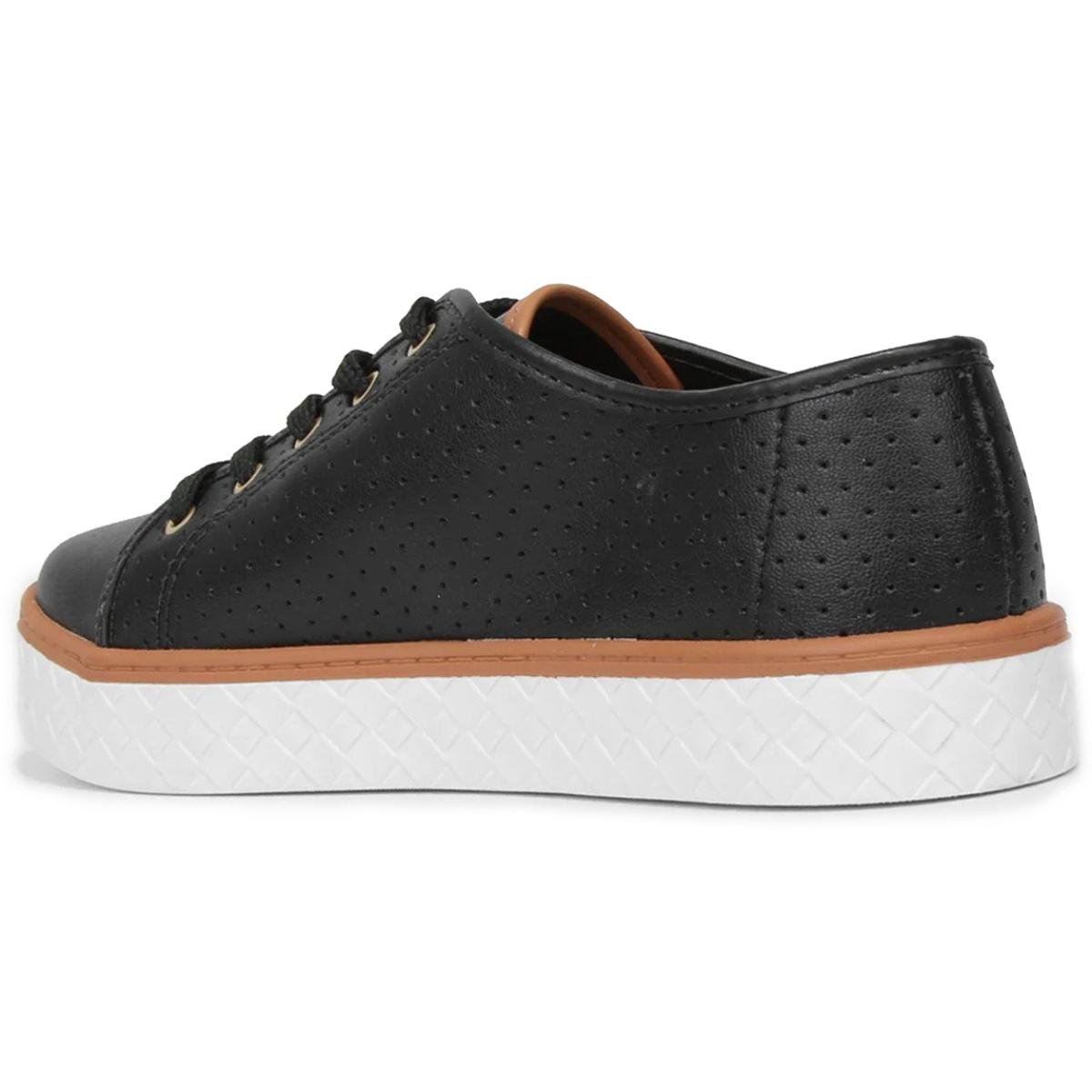 Tênis Moleca Casual Microperfuros Feminino - Preto Preto/Marrom 4