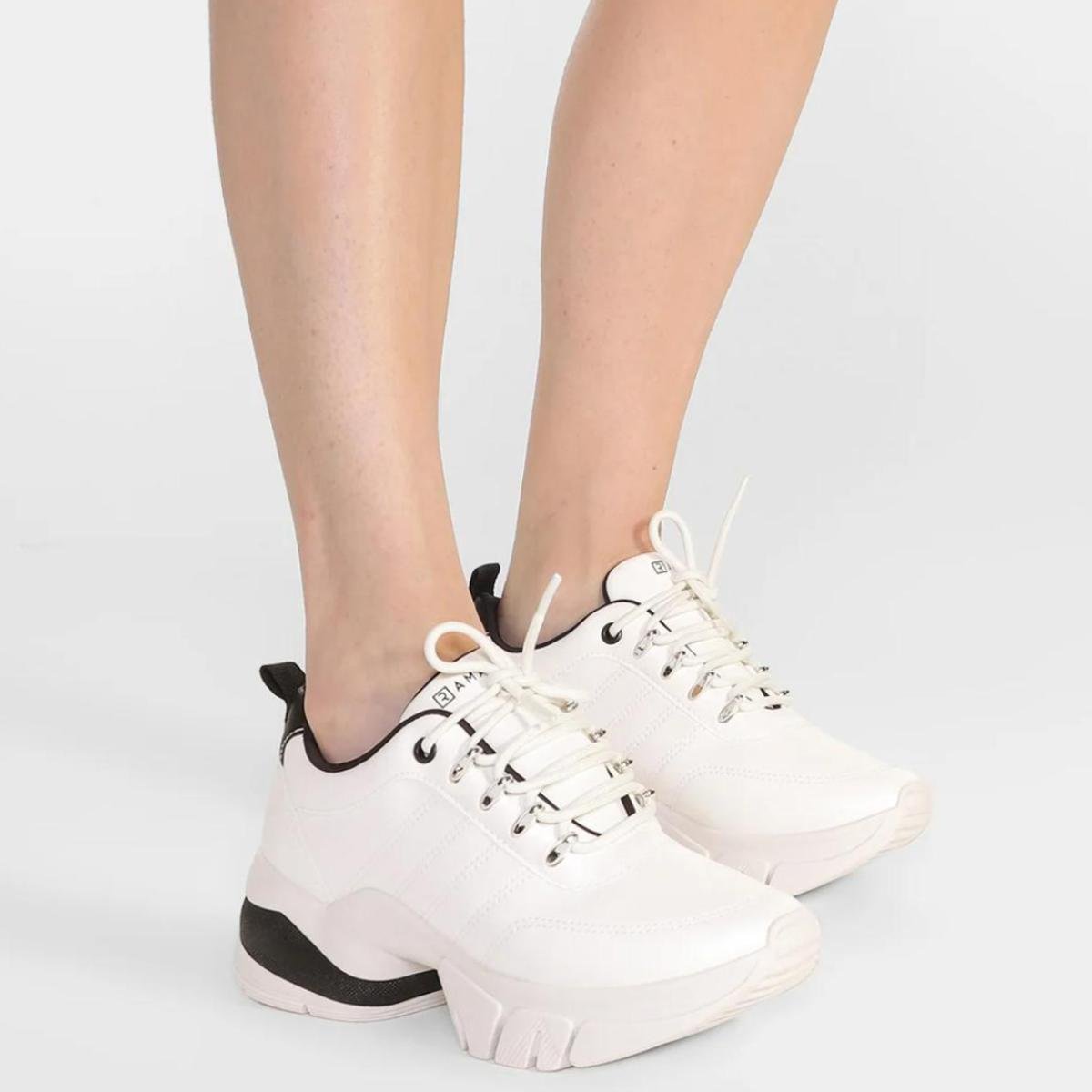 Tênis Ramarim Chunky Feminino - Branco e Preto Branco/Preto 6