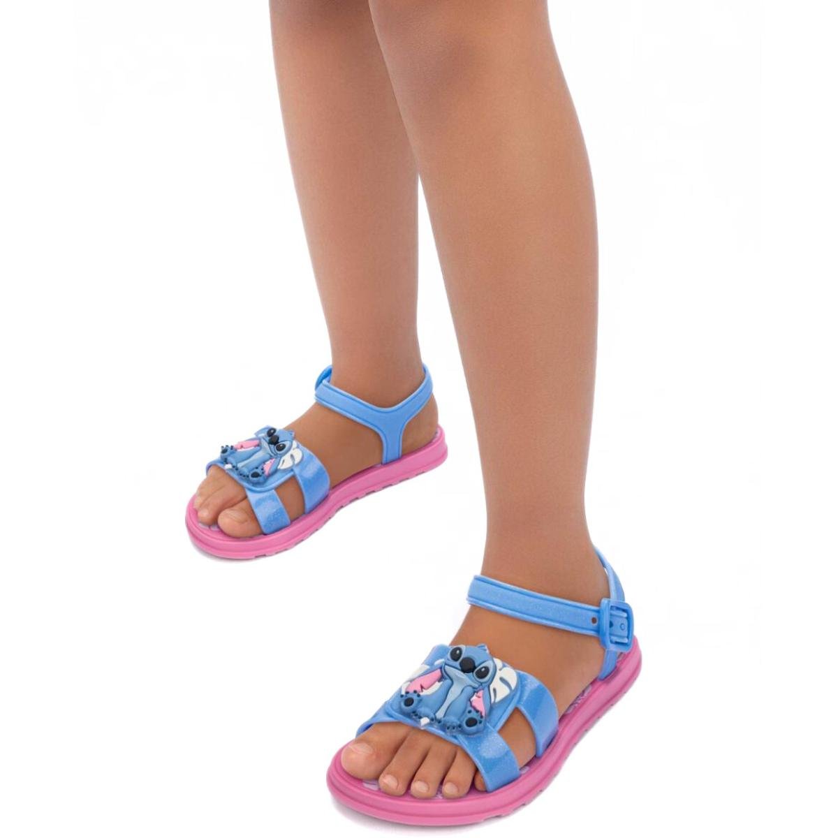 Sandália Infantil Stitch Pet Shop Grendene Kids Menina - Rosa e Azul Rosa/Azul 3