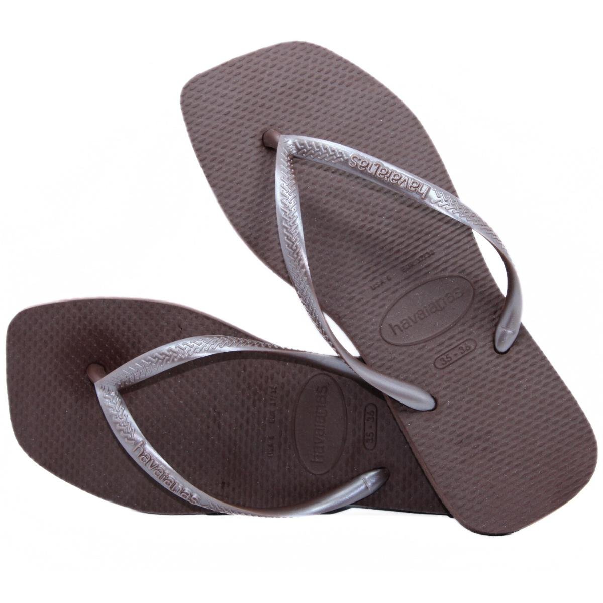 Chinelo Havaianas Slim Square Feminino - Café Café 4