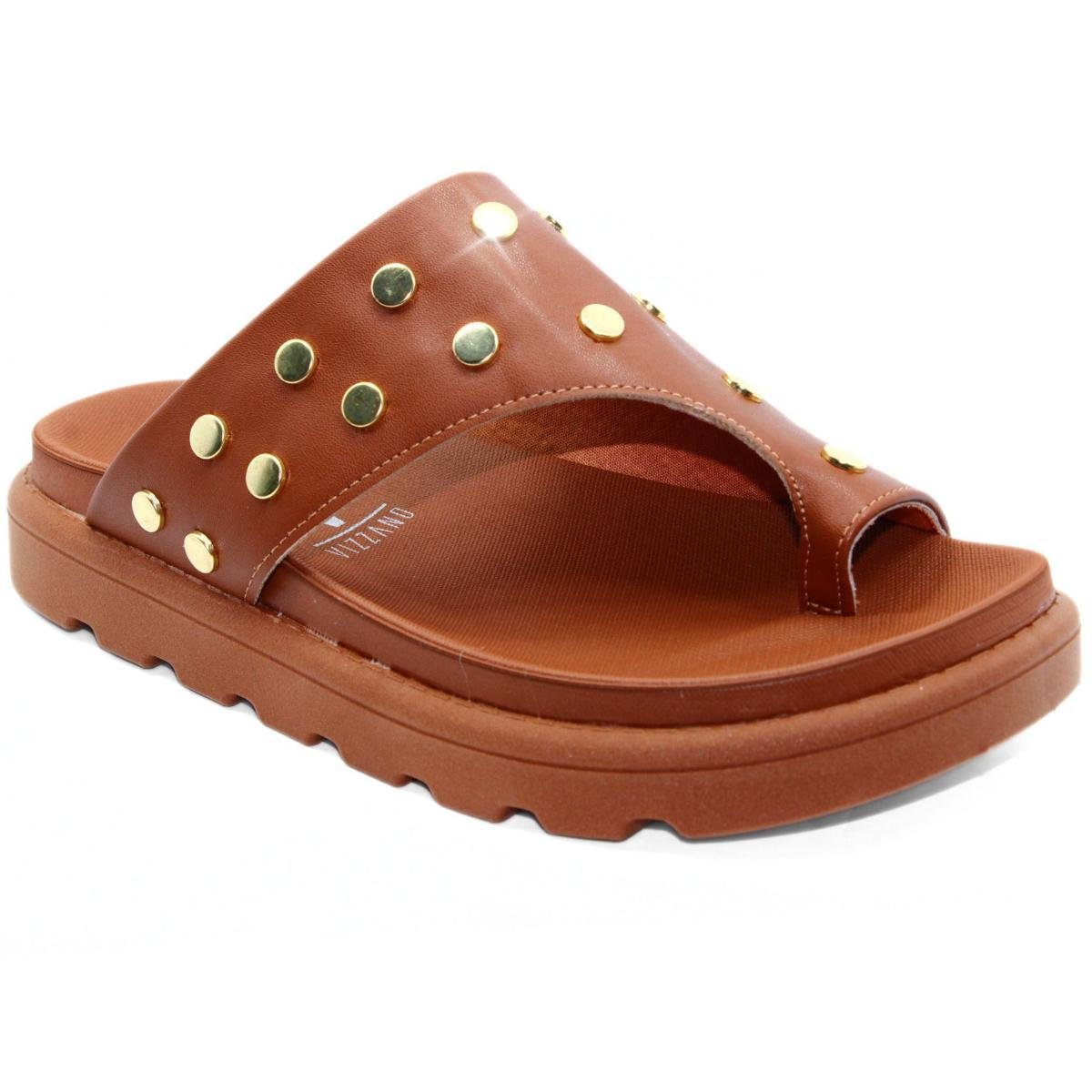 Rasteira Vizzano Apliques Feminina Marrom Marrom