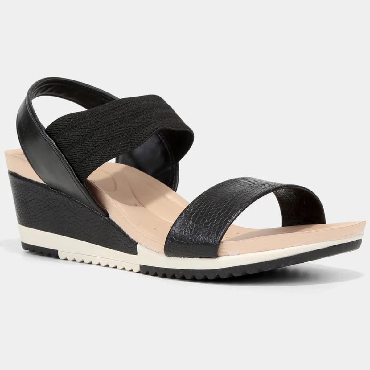 Sandália Anabela Modare Casual Feminina - Preto