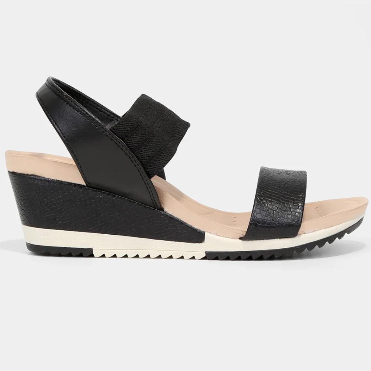 Sandália Anabela Modare Casual Feminina - Preto Preto 2