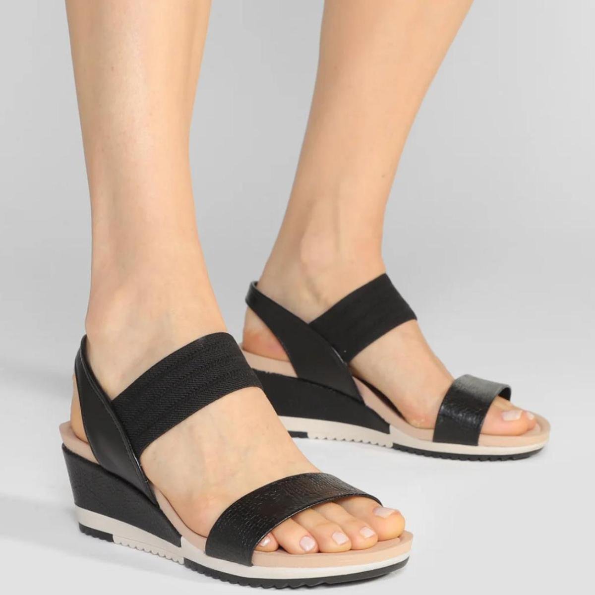 Sandália Anabela Modare Casual Feminina - Preto Preto 6