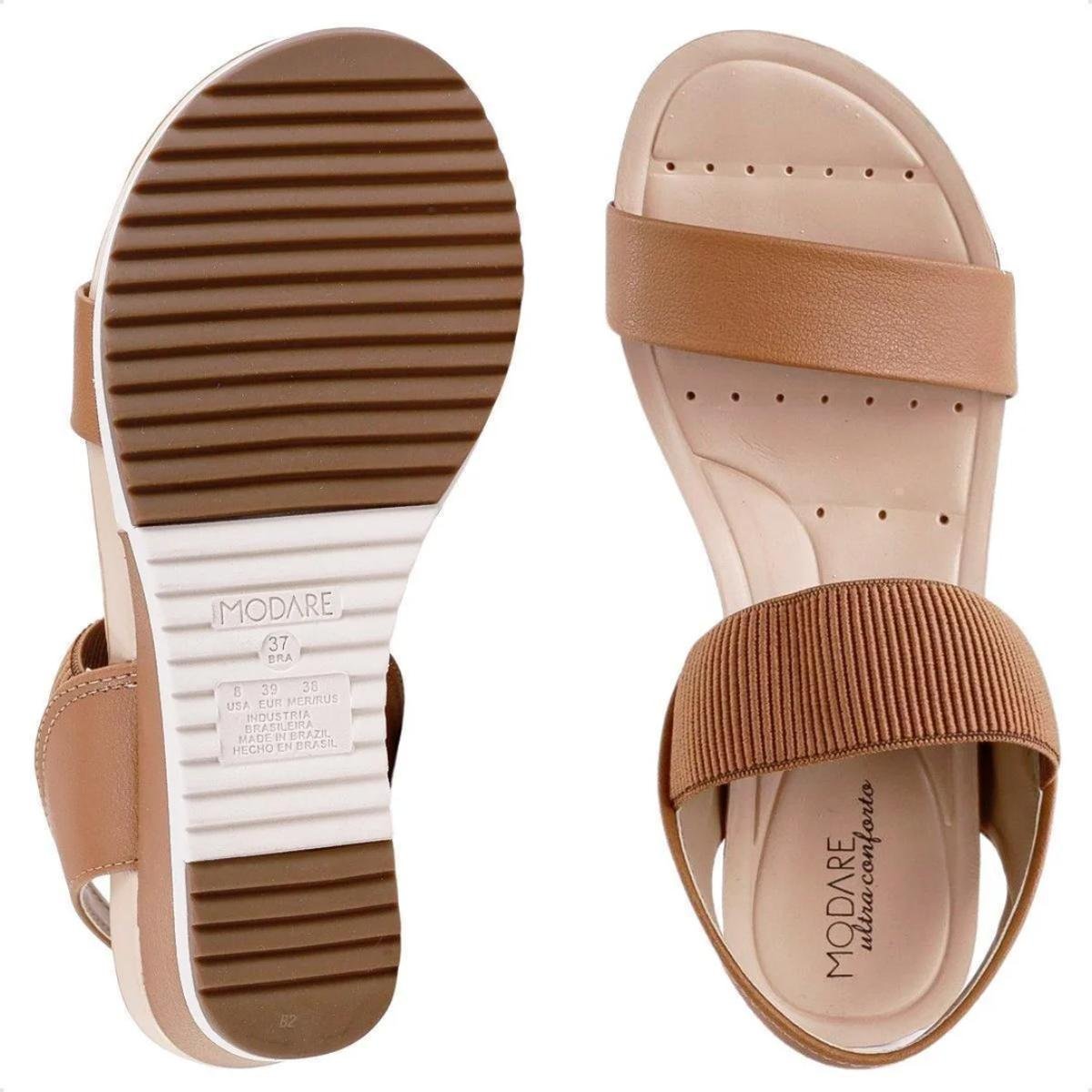 Sandália Anabela Modare Casual Feminina - Caramelo Caramelo 5