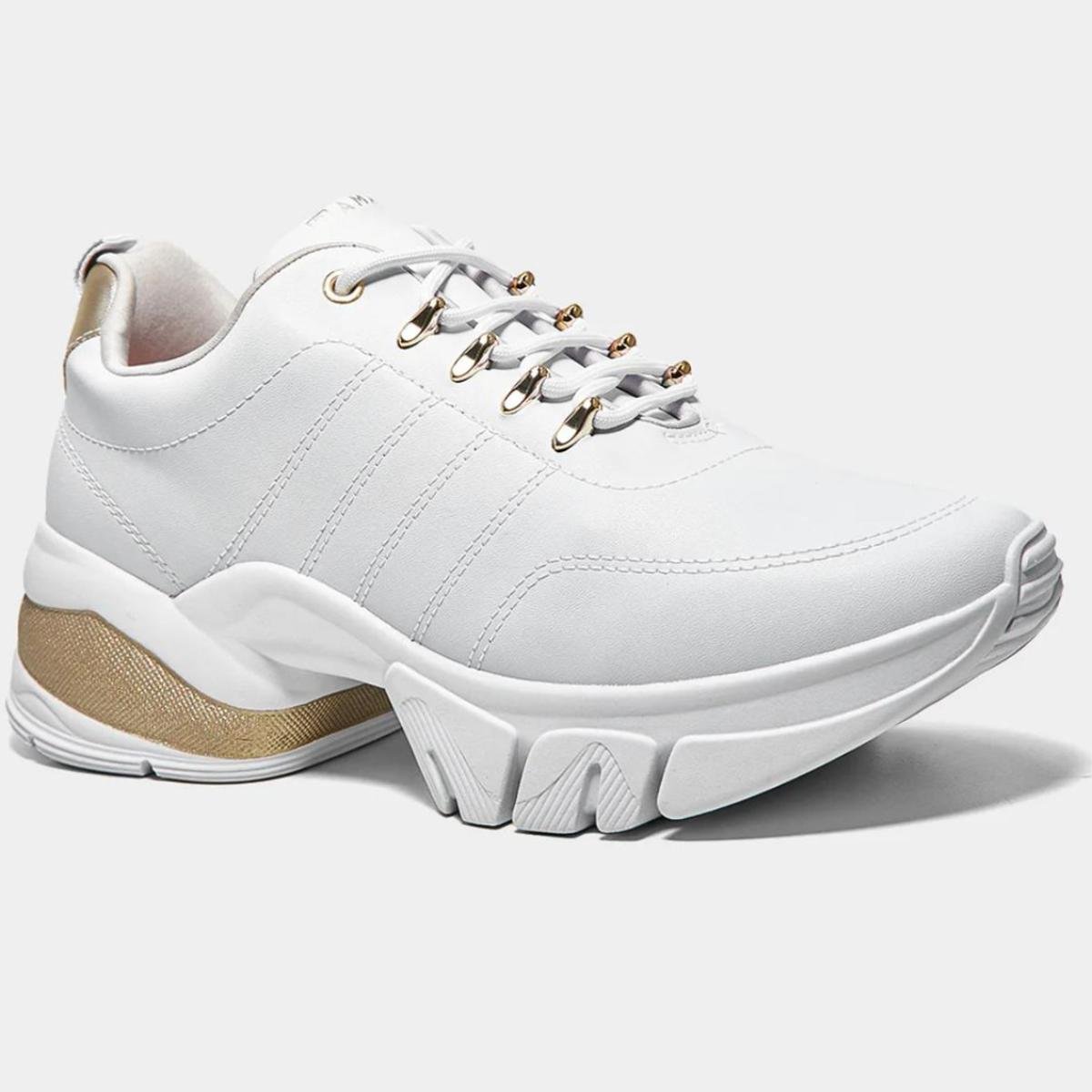 Tênis Ramarim Chunky Feminino - Branco e Dourado Branco/Dourado 1