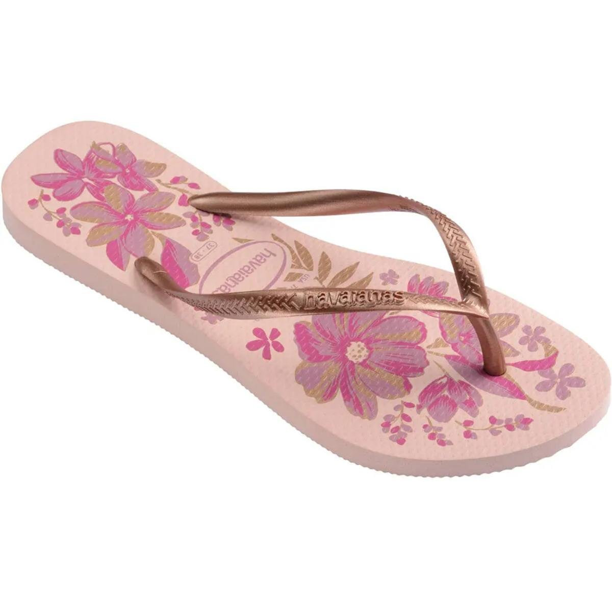 Chinelo Havaianas Slim Organic Feminino - Rosa e Dourado Rosa/Dourado 2